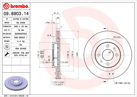 Brembo 09.8903.14 - Brake Disc onlydrive.pro