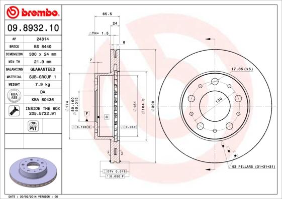 Brembo 09.8932.10 - Brake Disc onlydrive.pro