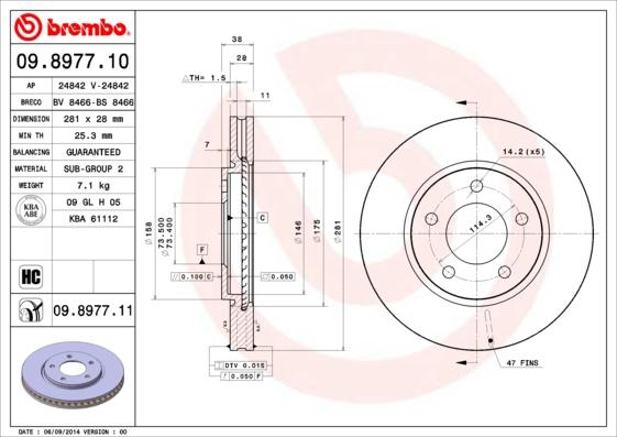 Brembo 09.8977.11 - Brake Disc onlydrive.pro