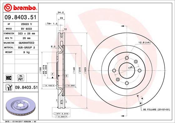 Brembo 09.8403.51 - Brake Disc onlydrive.pro