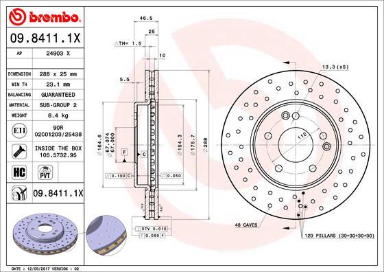 Brembo 09.8411.1X - Brake Disc onlydrive.pro