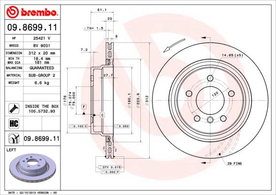 Brembo 09.8699.11 - Brake Disc onlydrive.pro