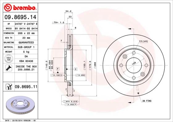Brembo 09.8695.11 - Brake Disc onlydrive.pro