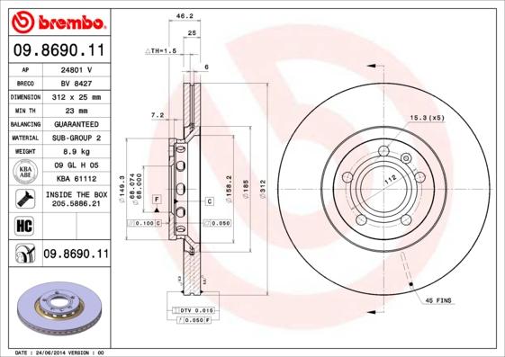 Brembo 09.8690.11 - Brake Disc onlydrive.pro