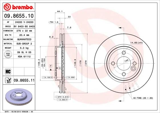 Brembo 09.8655.11 - Brake Disc onlydrive.pro
