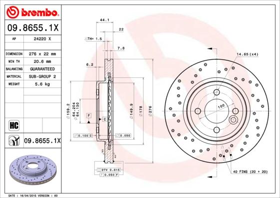 Brembo 09.8655.1X - Brake Disc onlydrive.pro