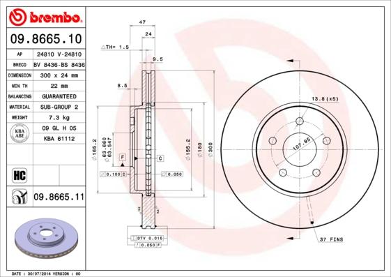 Brembo 09.8665.11 - Stabdžių diskas onlydrive.pro