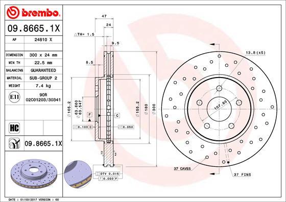 Brembo 09.8665.1X - Brake Disc onlydrive.pro