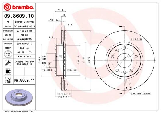 Brembo 09.8609.11 - Brake Disc onlydrive.pro