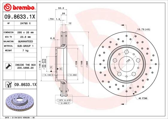 Brembo 09.8633.1X - Brake Disc onlydrive.pro