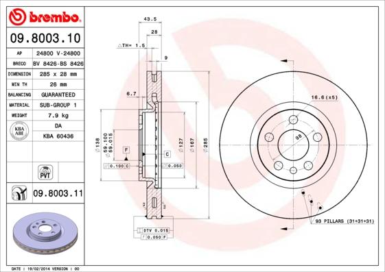 Brembo 09.8003.11 - Brake Disc onlydrive.pro