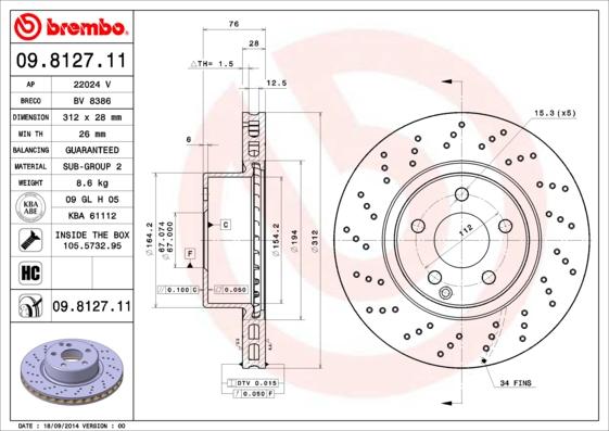 Brembo 09.8127.11 - Brake Disc onlydrive.pro