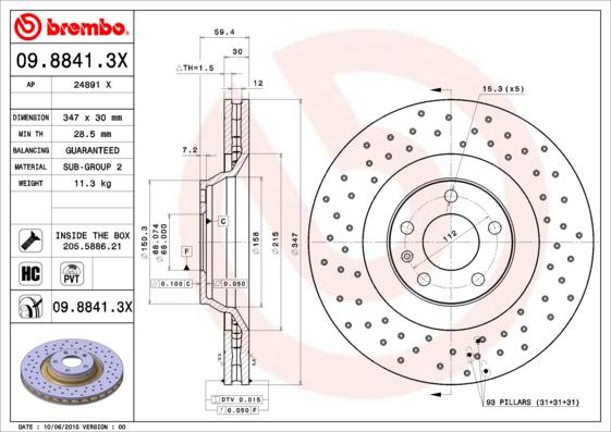 Brembo 09.8841.3X - Brake Disc onlydrive.pro