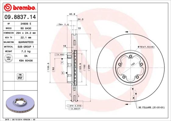 Brembo 09.8837.14 - Brake Disc onlydrive.pro