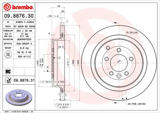 Brembo 09.8876.31 - Brake Disc onlydrive.pro