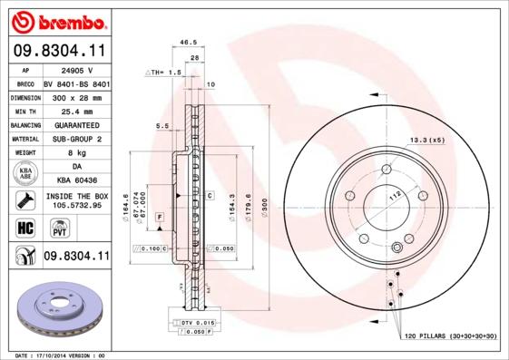Brembo 09.8304.11 - Brake Disc onlydrive.pro