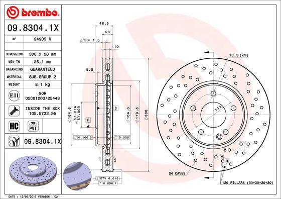 Brembo 09.8304.1X - Brake Disc onlydrive.pro