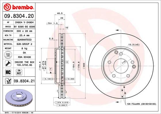 Brembo 09.8304.21 - Brake Disc onlydrive.pro