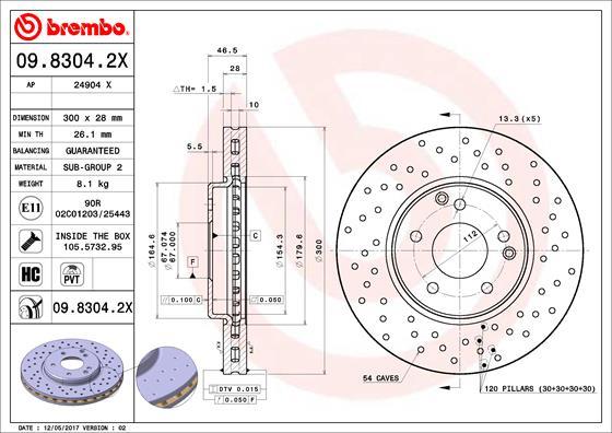 Brembo 09.8304.2X - Brake Disc onlydrive.pro