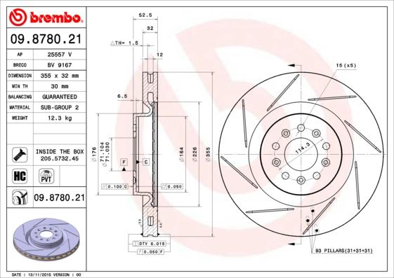 Brembo 09.8780.21 - Brake Disc onlydrive.pro