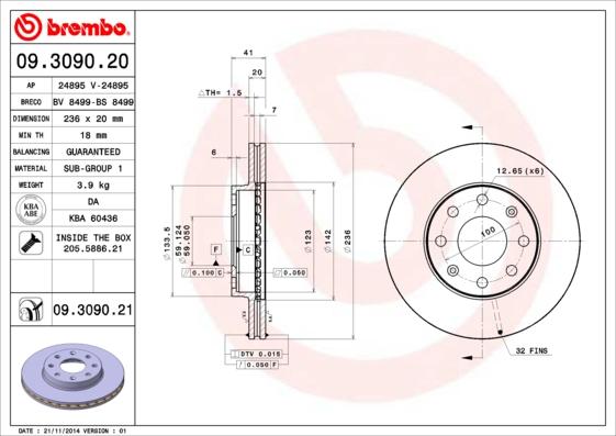 Brembo 09.3090.21 - Brake Disc onlydrive.pro
