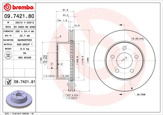 Brembo 09.7421.81 - Brake Disc onlydrive.pro