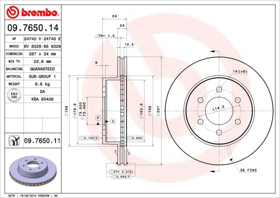 Brembo 09.7650.11 - Brake Disc onlydrive.pro