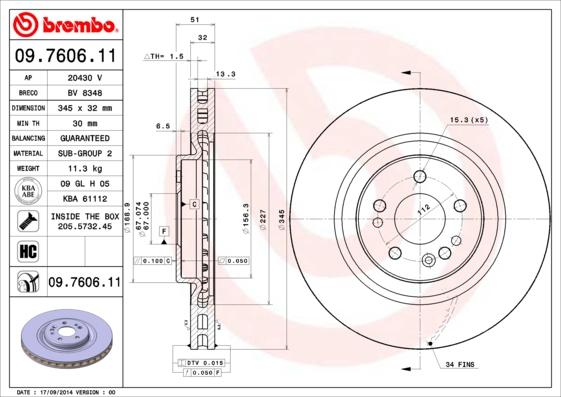 Brembo 09.7606.11 - Brake Disc onlydrive.pro