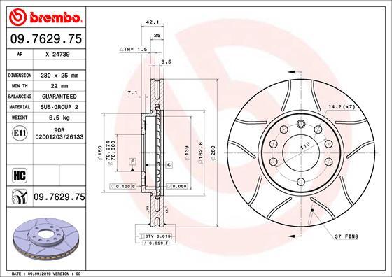 Brembo 09.7629.75 - Brake Disc onlydrive.pro