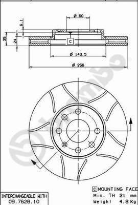 Brembo 09.7628.75 - Brake Disc onlydrive.pro