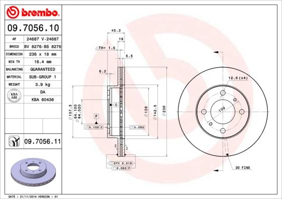 Brembo 09.7056.11 - Brake Disc onlydrive.pro