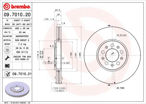 Brembo 09.7010.21 - Brake Disc onlydrive.pro