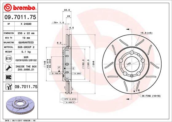 Brembo 09.7011.75 - Jarrulevy onlydrive.pro