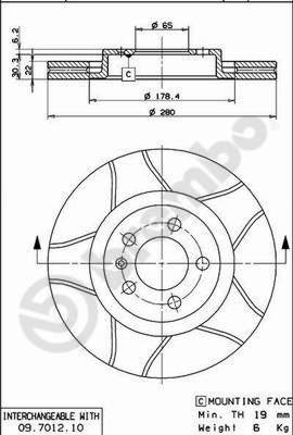 Brembo 09.7012.75 - Bremžu diski onlydrive.pro