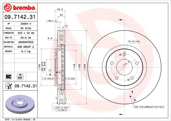 Brembo 09.7142.31 - Brake Disc onlydrive.pro