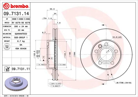 Brembo 09.7131.11 - Brake Disc onlydrive.pro