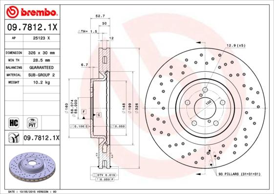 Brembo 09.7812.1X - Brake Disc onlydrive.pro