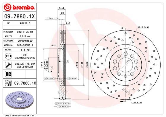 Brembo 09.7880.1X - Тормозной диск onlydrive.pro