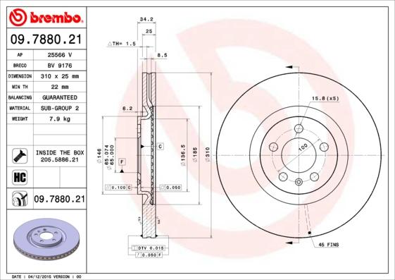 Brembo 09.7880.21 - Brake Disc onlydrive.pro