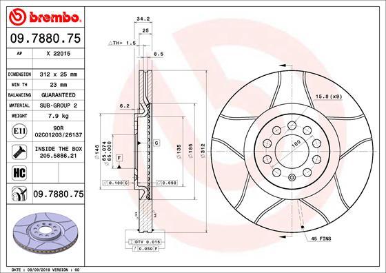 Brembo 09.7880.75 - Тормозной диск onlydrive.pro