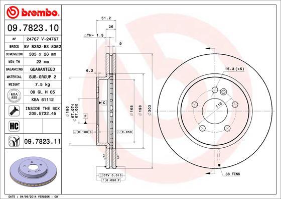 Brembo 09.7823.11 - Stabdžių diskas onlydrive.pro