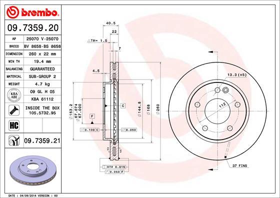 Brembo 09.7359.21 - Brake Disc onlydrive.pro