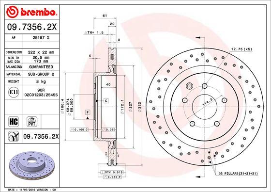 Brembo 09.7356.2X - Stabdžių diskas onlydrive.pro