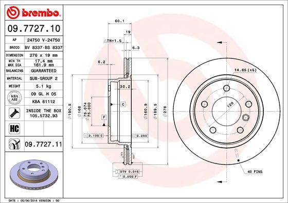 Brembo 09.7727.11 - Brake Disc onlydrive.pro