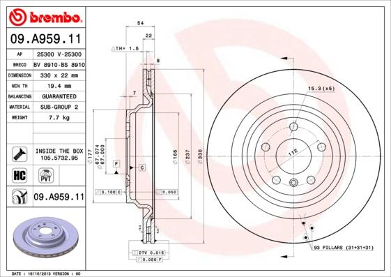 Brembo 09.A959.11 - Brake Disc onlydrive.pro
