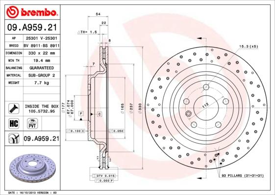 Brembo 09.A959.21 - Brake Disc onlydrive.pro