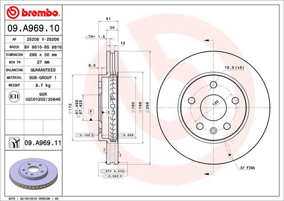 Brembo 09.A969.11 - Piduriketas onlydrive.pro