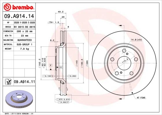 Brembo 09.A914.11 - Brake Disc onlydrive.pro