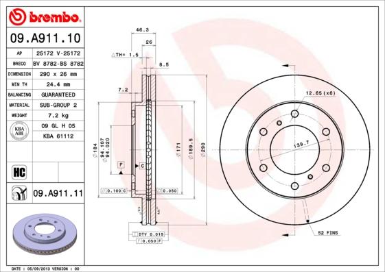 Brembo 09.A911.11 - Brake Disc onlydrive.pro