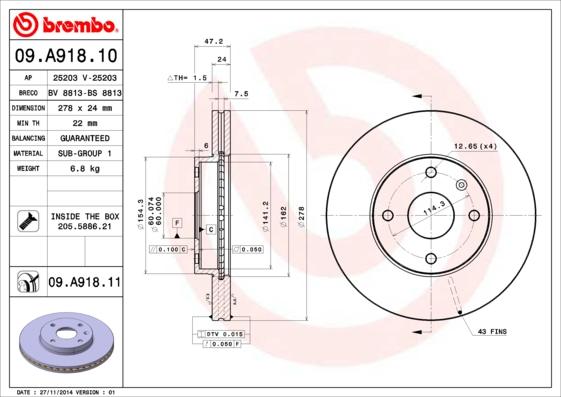 Brembo 09.A918.11 - Brake Disc onlydrive.pro